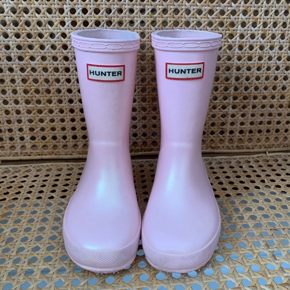 Girls Hunter Light Pink Pearl Iridescent Rain Boots Toddler 9 - Picture 7 of 7